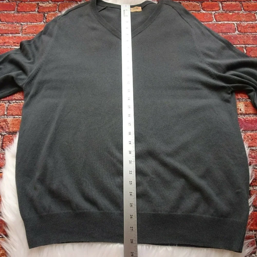 J. Crew Men's Sweater V-Neck Cotton Cashmere Gray Pullover Preppy Long Sleeve XL